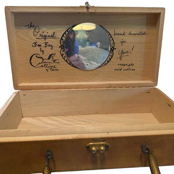 Enid Collins Lucky Ladybugs Wooden Box Bag Purse 1960s Vintage with Mirror - Picture 13 of 16